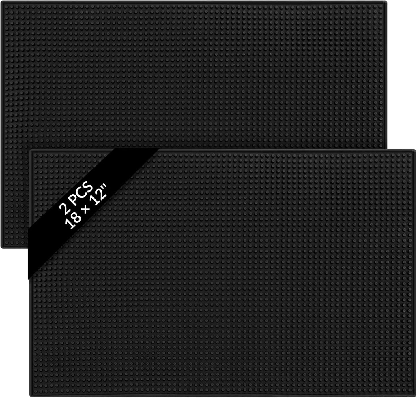 Tioncy 2 Pcs Bar Mat for Countertop 18 x 12 Inch Non Slip Rubber Mat Service Spill Cocktail Bartendi