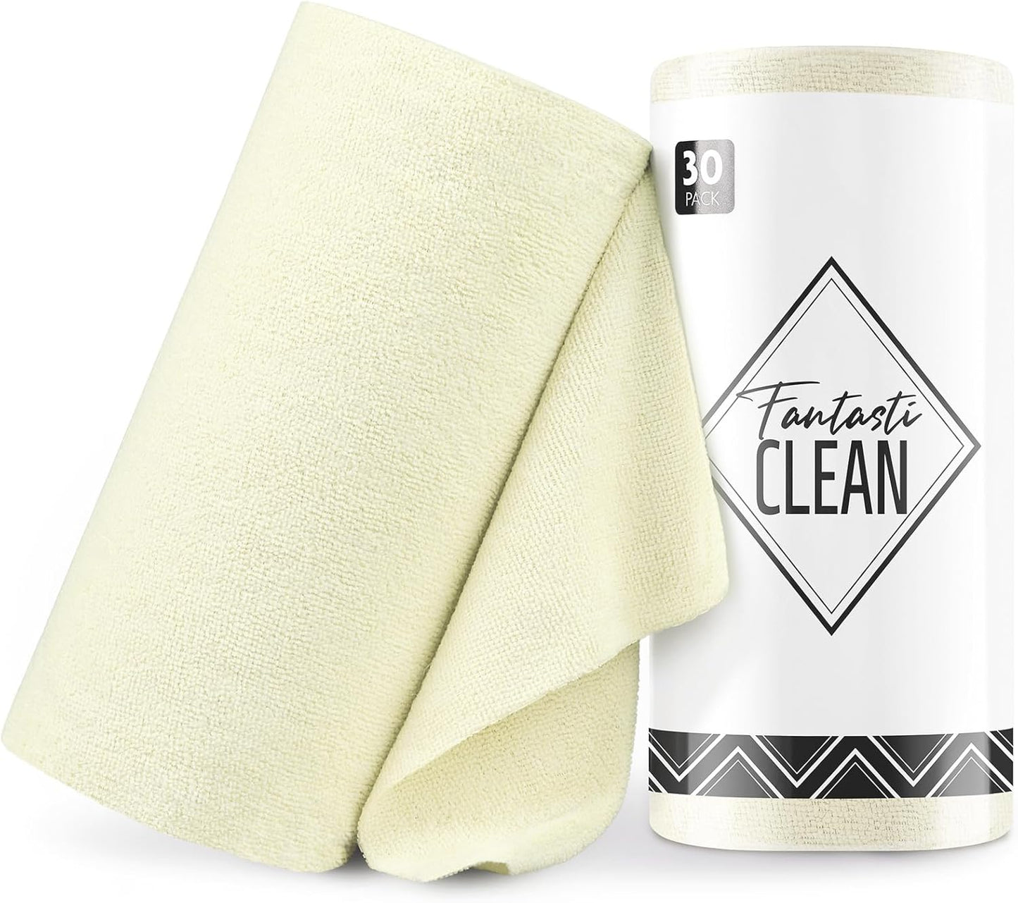 Fantasticlean Microfiber Cleaning Cloth Roll -30 Pack, Tear Away Microfiber Towels, 12" x 12", Reusa