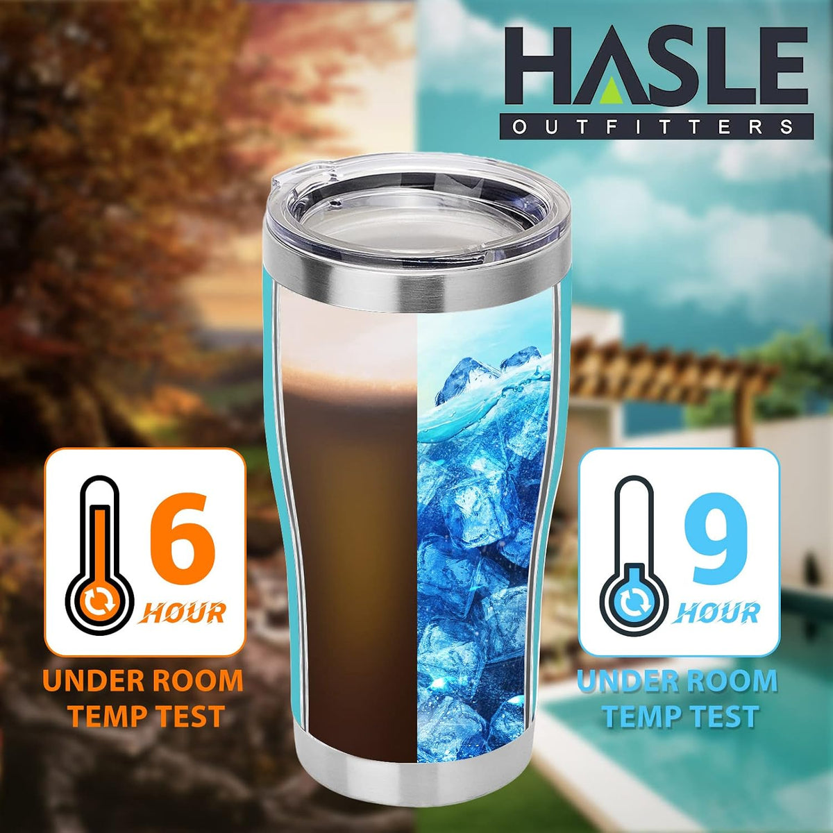 HASLE OUTFITTERS 20 oz Tumbler Bulk, Stainless Steel Tumblers with Lid, Vacuum Insulated Tumbler, Double Wall Powder Coated Cup, coffee mugs, Sky Blue, 6 Pack