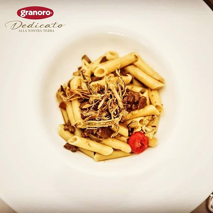 Granoro Dedicato Penne Rigate #259 - Ridged Penne- Authentic Italian Pasta, Made from 100% Puglia Durum Wheat Semolina, Non-GMO, Vegan, 1 lb Bags (Pack of 3)