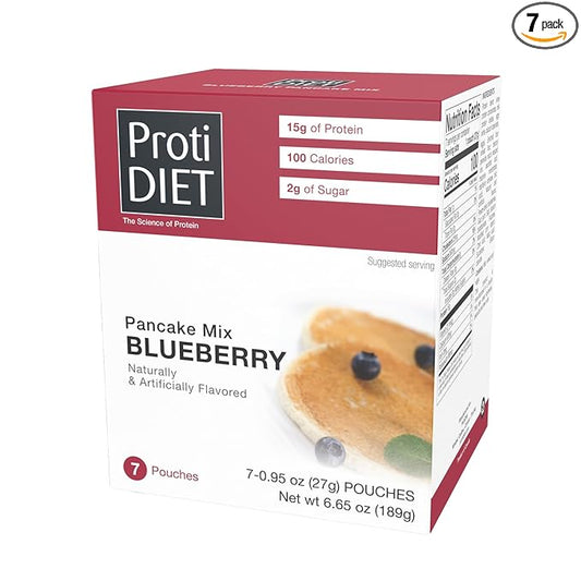 ProtiDIET Blueberry Protein Pancakes - Low Sugar, Low Fat, High Protein Snacks for Adults - Nutritious Meal Replacement -