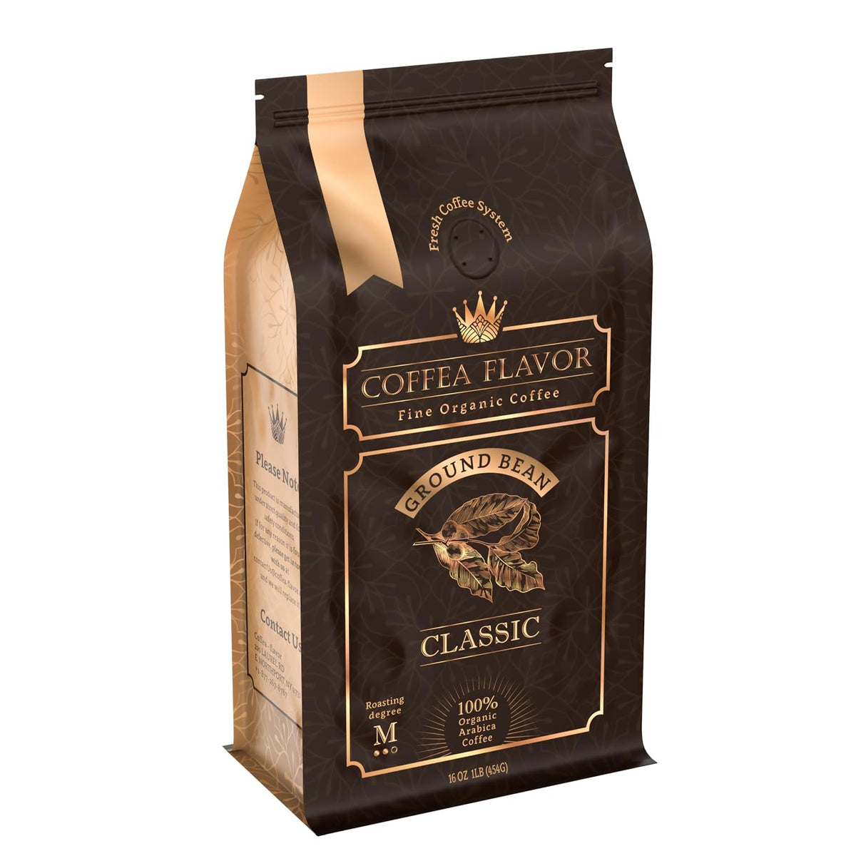 Organic Whole Bean Coffee Medium Roast (16oz) - Classic Flavored | 100% Arabica, Single Origin and Low Acid - USDA Organic and Fair Trade Certified - Naturally Flavored Without Additives