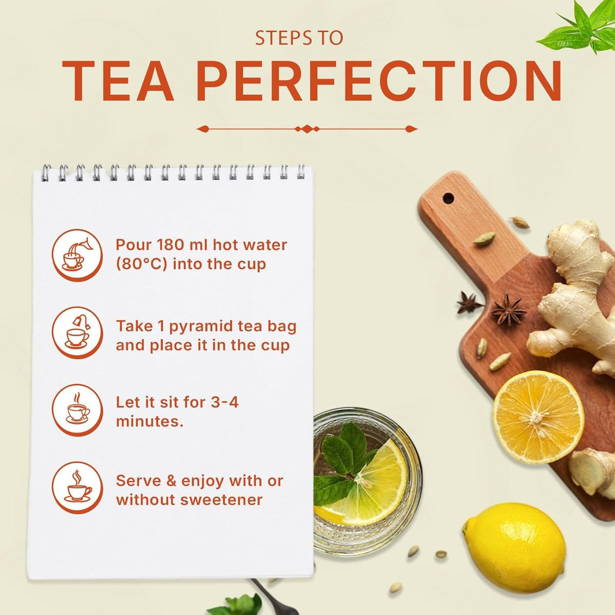 Lemon Ginger Green Tea 100 gm/3.5 oz, Natural Herbal Infusion, 50 Tea Bags