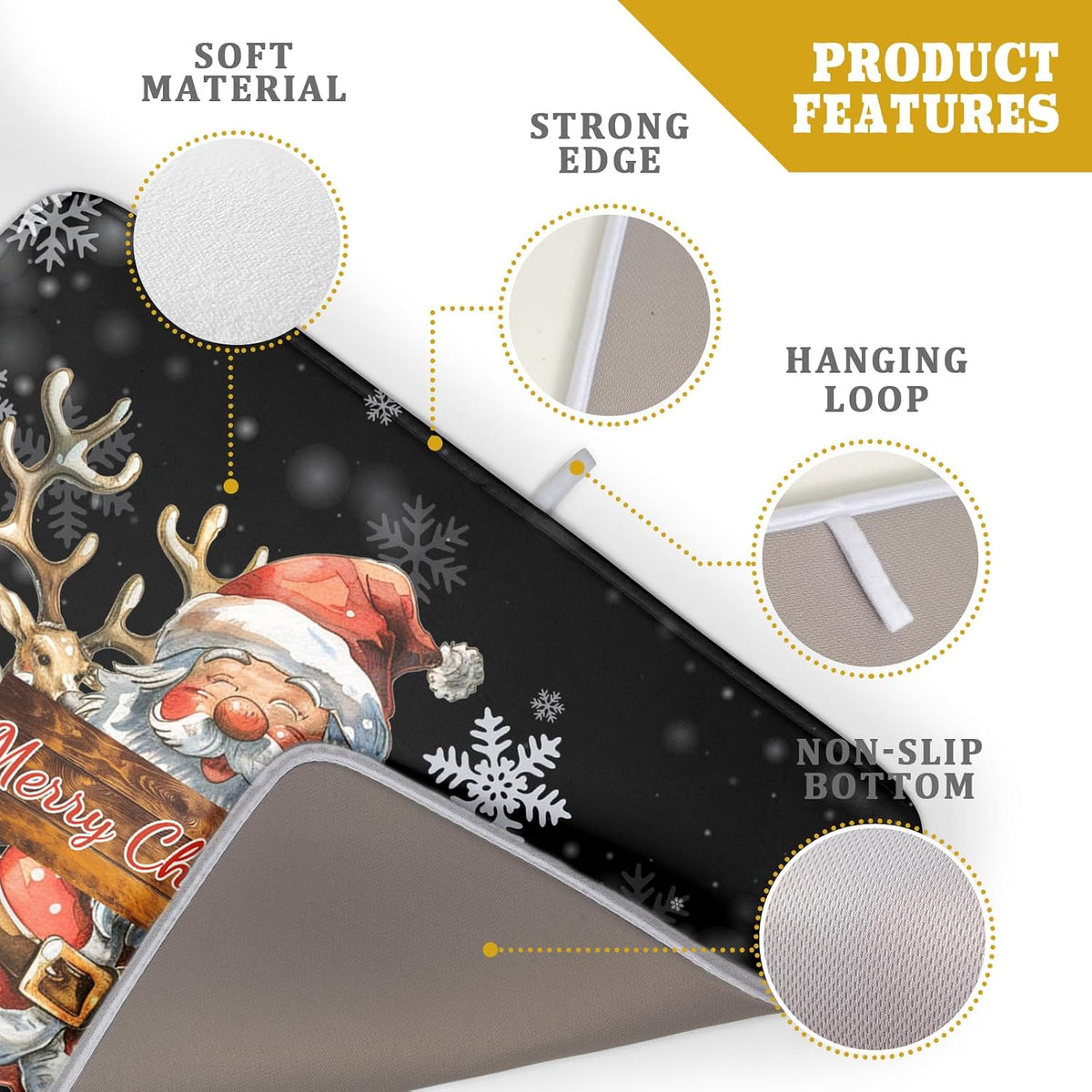 Christmas Santa Snowman Dish Drying Mats for Kitchen Counter 16"x18" Merry Christmas Santa Claus Dish Drying Mats Absorbent Microfiber Reversible Dishes Pad Dish Drainer Mat for Kitchen Accessories
