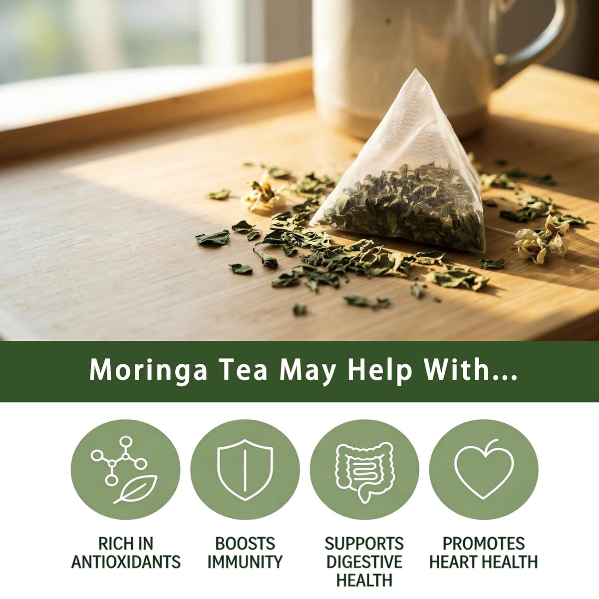 Samcci Moringa Tea, 50 Tea Bags, Pure Moringa Leaves from India