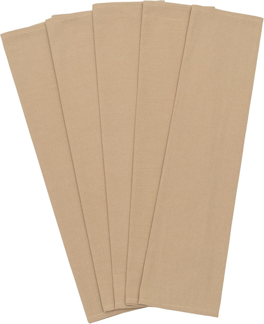 Beige Flour Sack Tea Towels - 100% Organic Cotton, 5 Pack, 27"x27", Highly Absorbent Beige Dish Towels - Versatile and