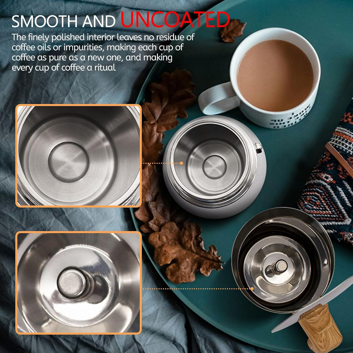 Uncoated 6 Cup Moka Pot 304 Thickened Stainless Steel Coffee Maker Stovetop Espresso Coffeemaker Italian Classic Style Brewing Greca Cafe Mocha Machine for Cafeteras Camping Travel Home 300ml 10oz
