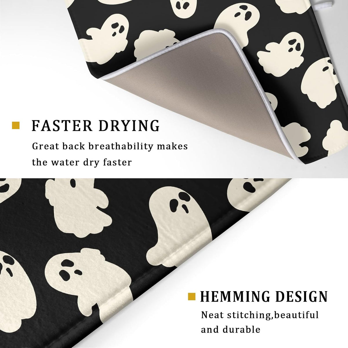Halloween Ghosts Dish Drying Mat for Kitchen Counter Halloween Cute Ghost Drying Dish Mat 18”x24” Absorbent Microfiber