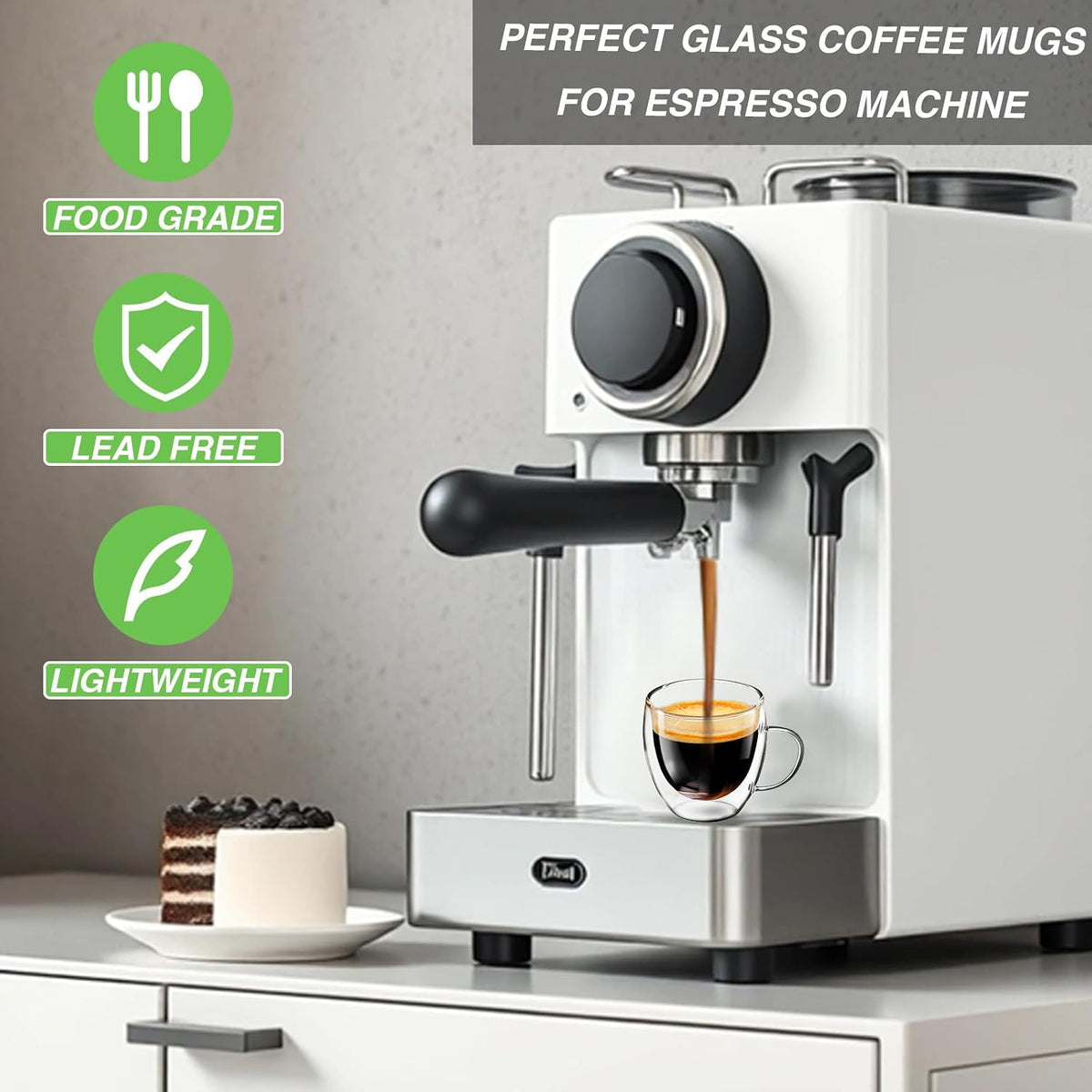 Espresso Cups Set of 4, 5oz Espresso Shot Glass Double Walled Coffee Cups