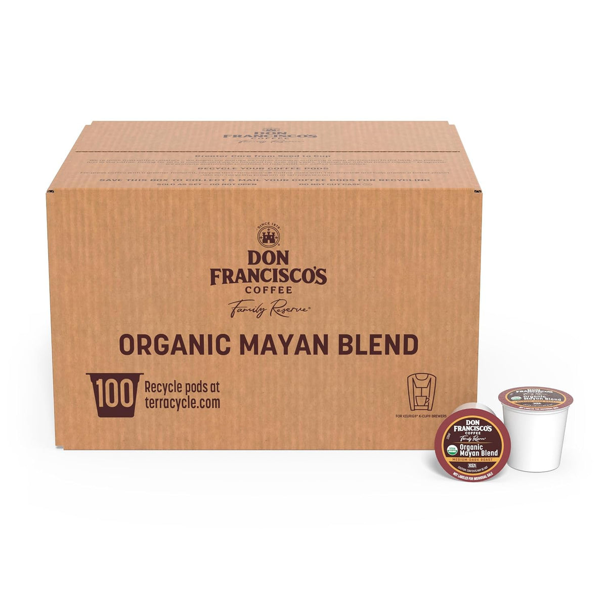 Don Francisco's Organic Mayan Coffee Pods, Med-Dark Roast, 100ct
