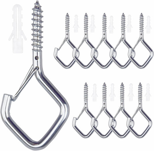 10 PCS Eye Screw Hooks for Hanging Heavy Duty with Safety Buckle.Metal Ceiling Hooks for Hanging Plants,Cup,Wind Chime,Bird