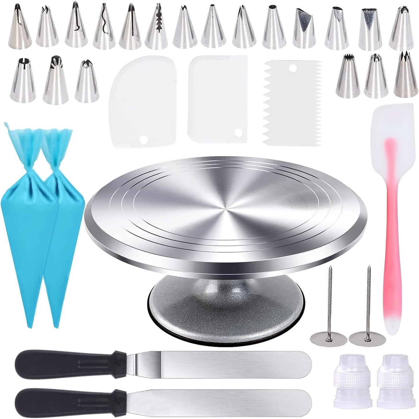 Uten Cake Decorating Supplies Kit 33pcs, Aluminium Cupcake Stand Turntable