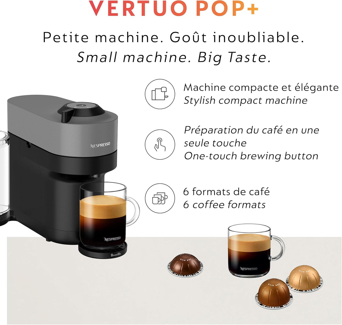 Nespresso Original Vertuo Pop+ Coffee & Espresso Maker by Breville