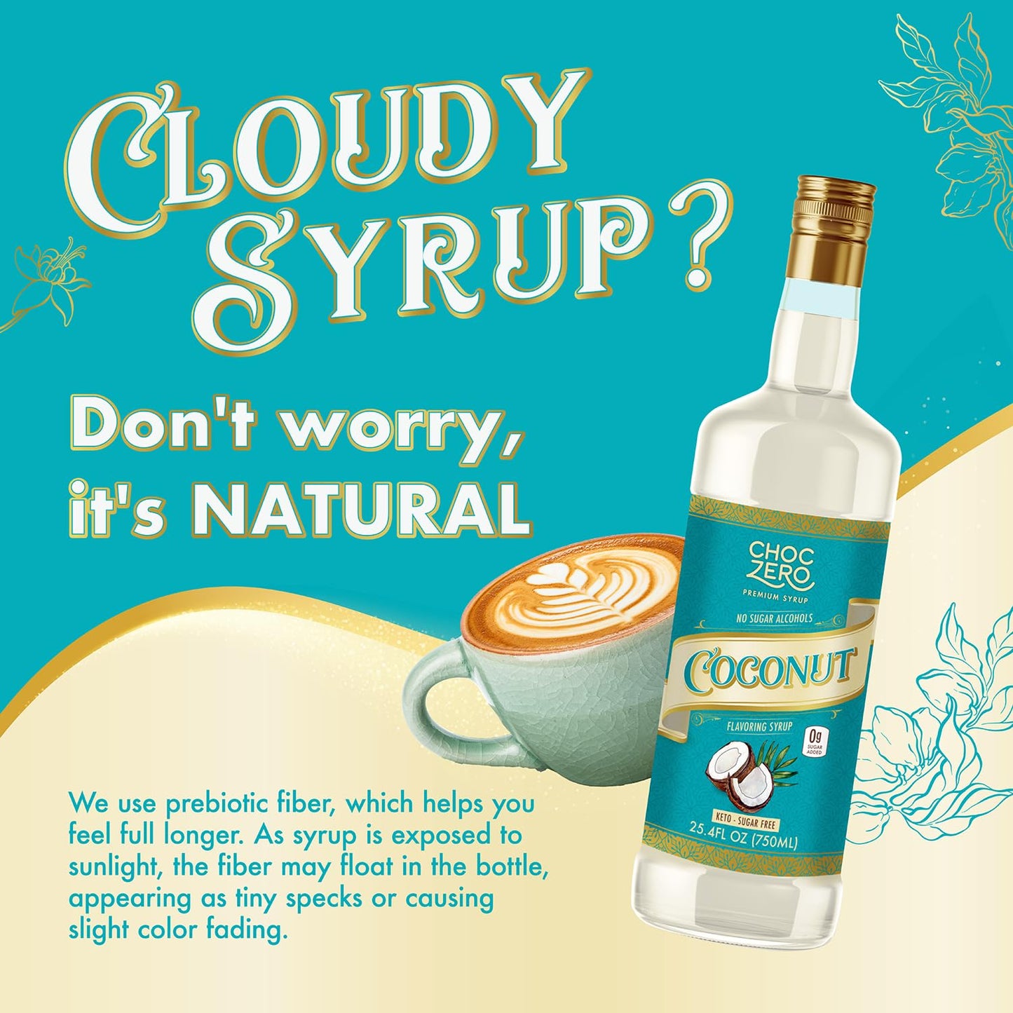 ChocZero Coconut Syrup – Sugar Free Flavoring Syrup for Coffee, Tea & Baking – Keto Friendly, Low Carb, No Sugar Alcohols, Vegan & Gluten Free
