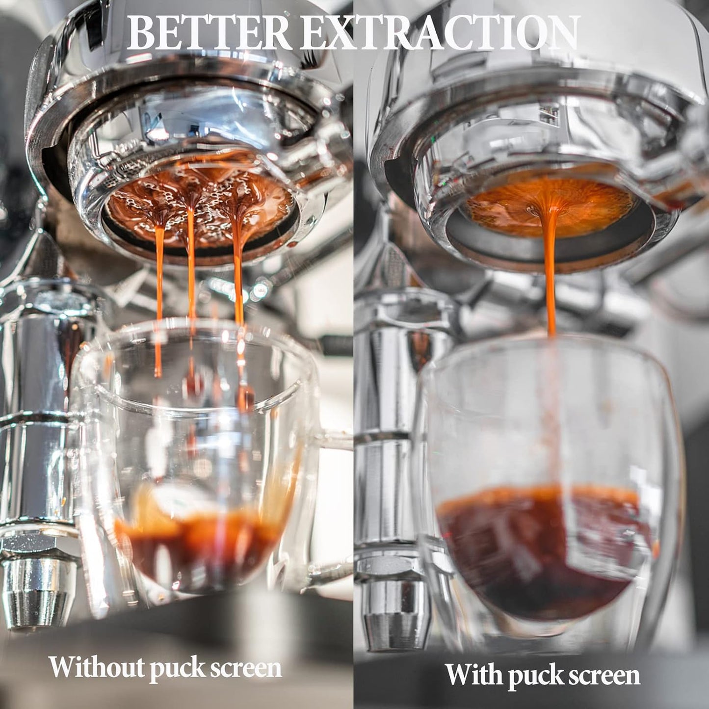 58.5mm Espresso Puck Screen - 2 Packs 1.7mm Thickness 150μm Espresso Puck Screen with Walnut Holder,Reusable Stainless Steel Replacement Part Compatible with 58mm Portafilter Series Espresso
