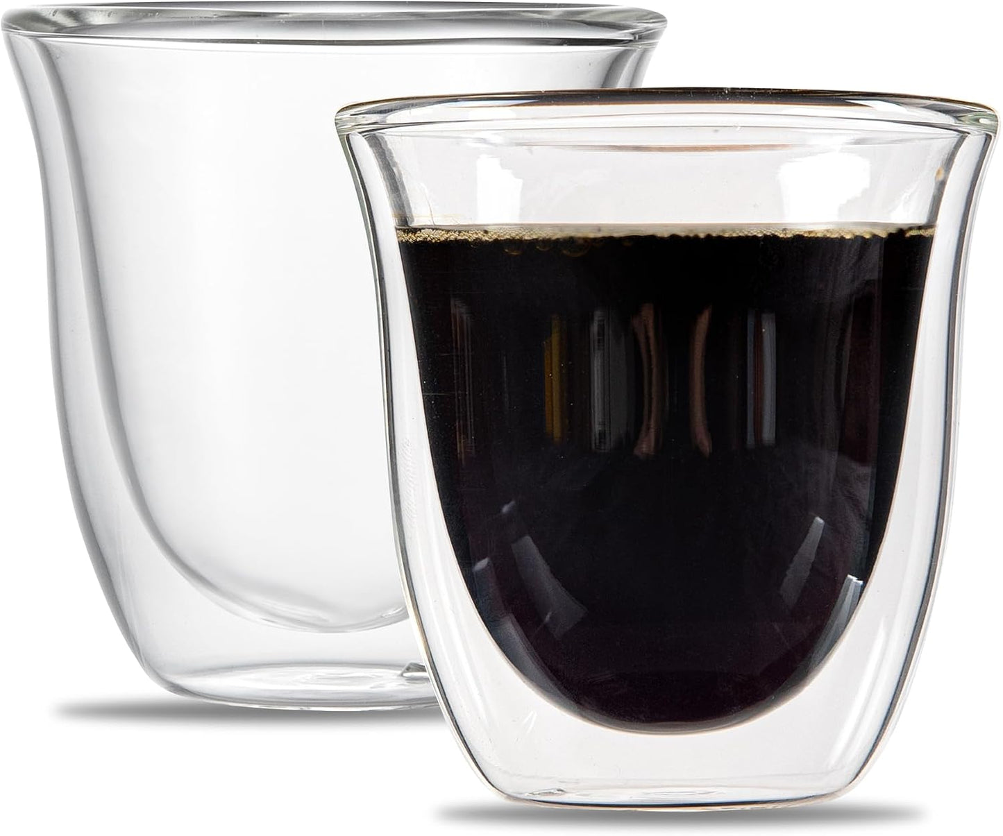 Restaurantware Coffee Cup 12 Pack of 2.72 oz Insulated Double-Wall Glass Borosilicate Coffee Cup Espresso Shot Dishwasher Safe For Hot Drinks