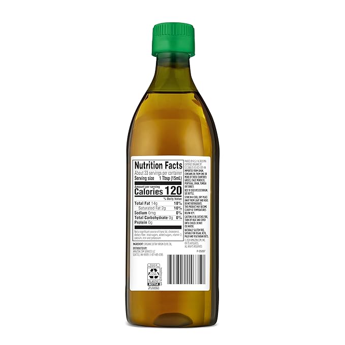 Amazon Grocery, Organic Extra Virgin Olive Oil, 16.9 Fl Oz (Previously Amazon Fresh, Packaging May Vary)