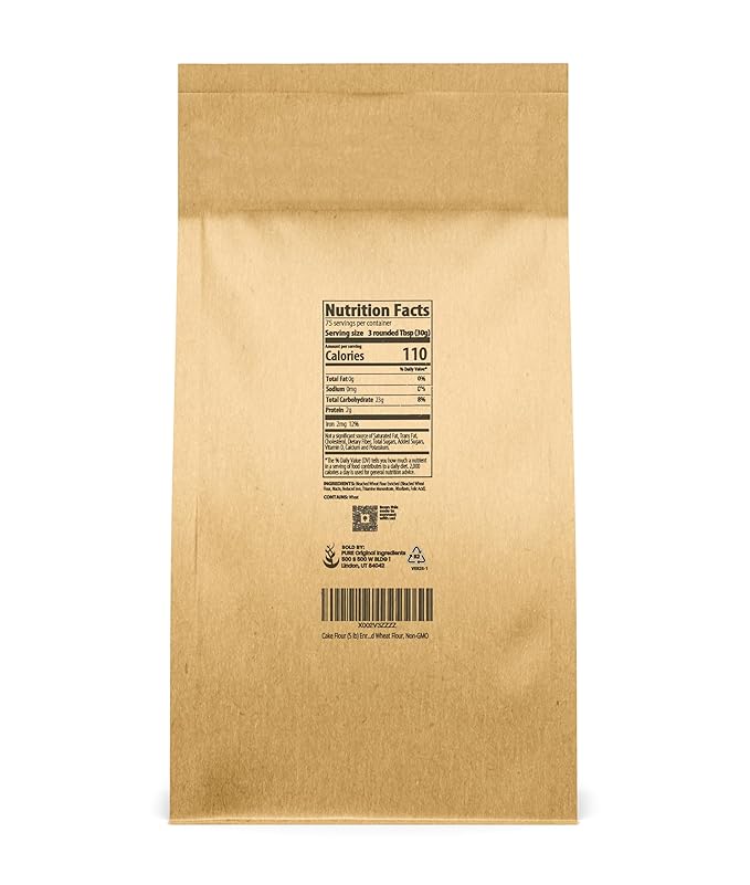 Pure Original Ingredients Cake Flour (5 lb) Enriched Wheat Flour, Non-GMO