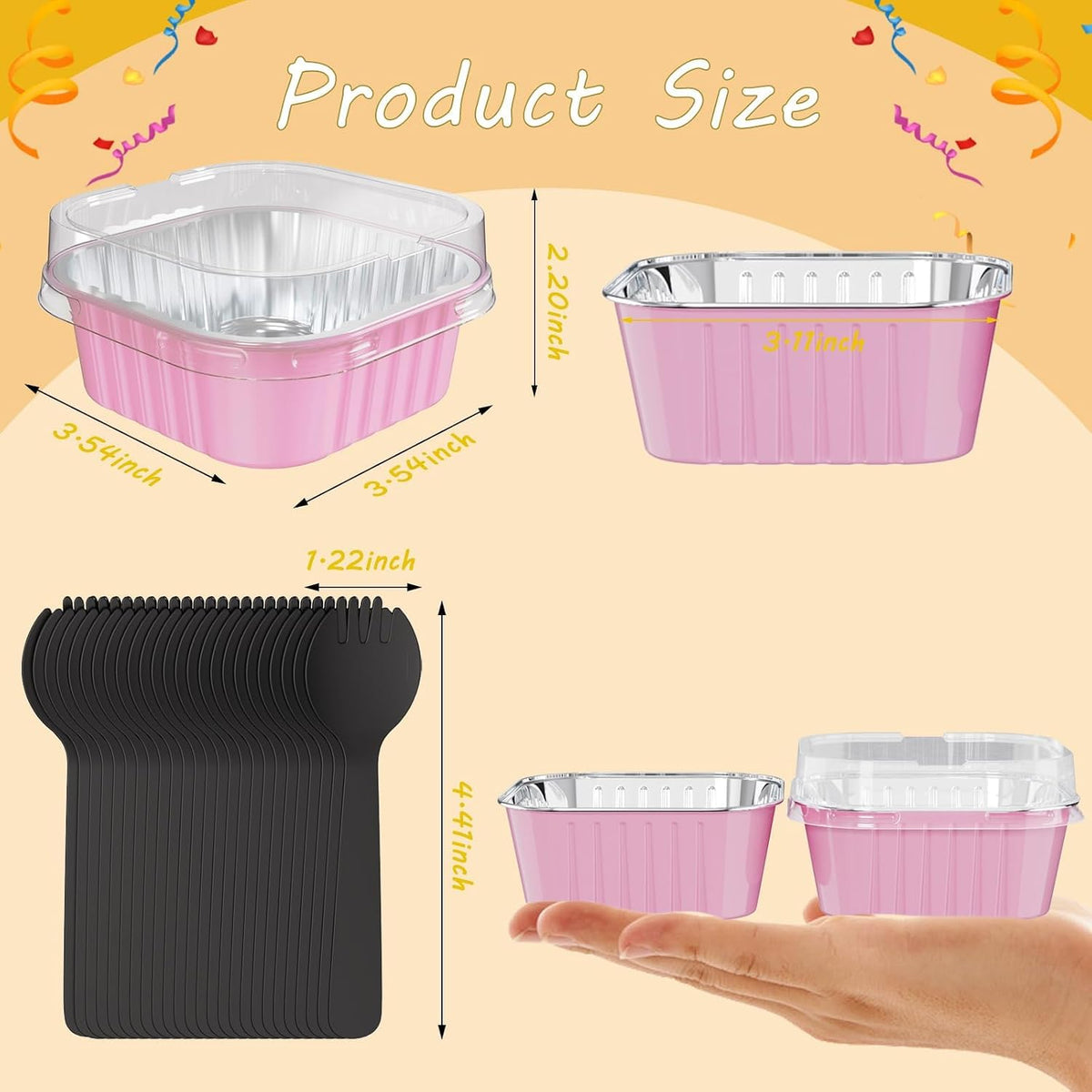 100Pack Mini Cake Pans with Lids, dessert cups baked goods packaging