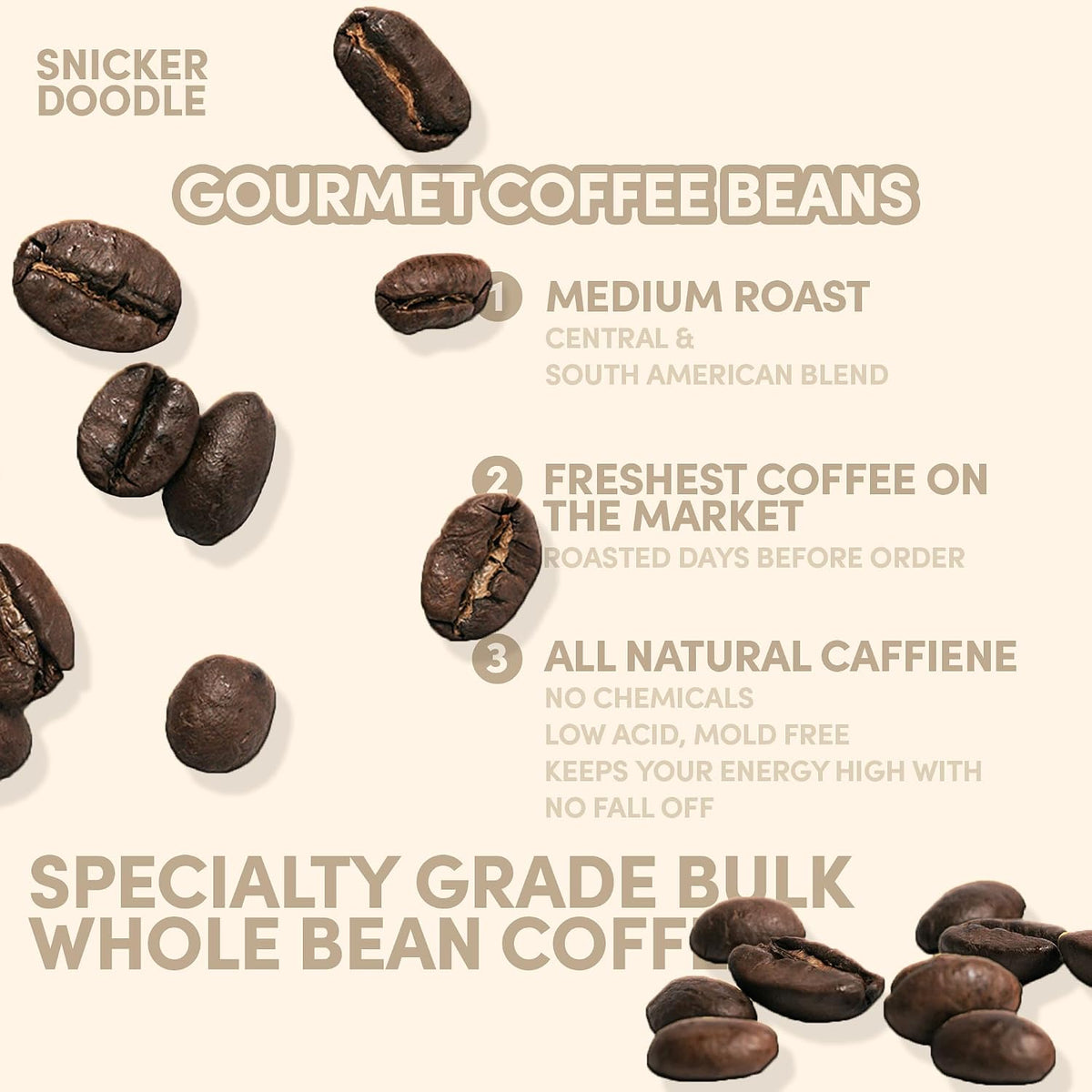 Sarasota Coffee Whole Bean Snickerdoodle Sugar Cookie | Medium Roast Gourmet Flavored Coffee Beans | Low Acid, Mold Free, Specialty Grade Bulk Coffee Beans | 5lb (80 oz)