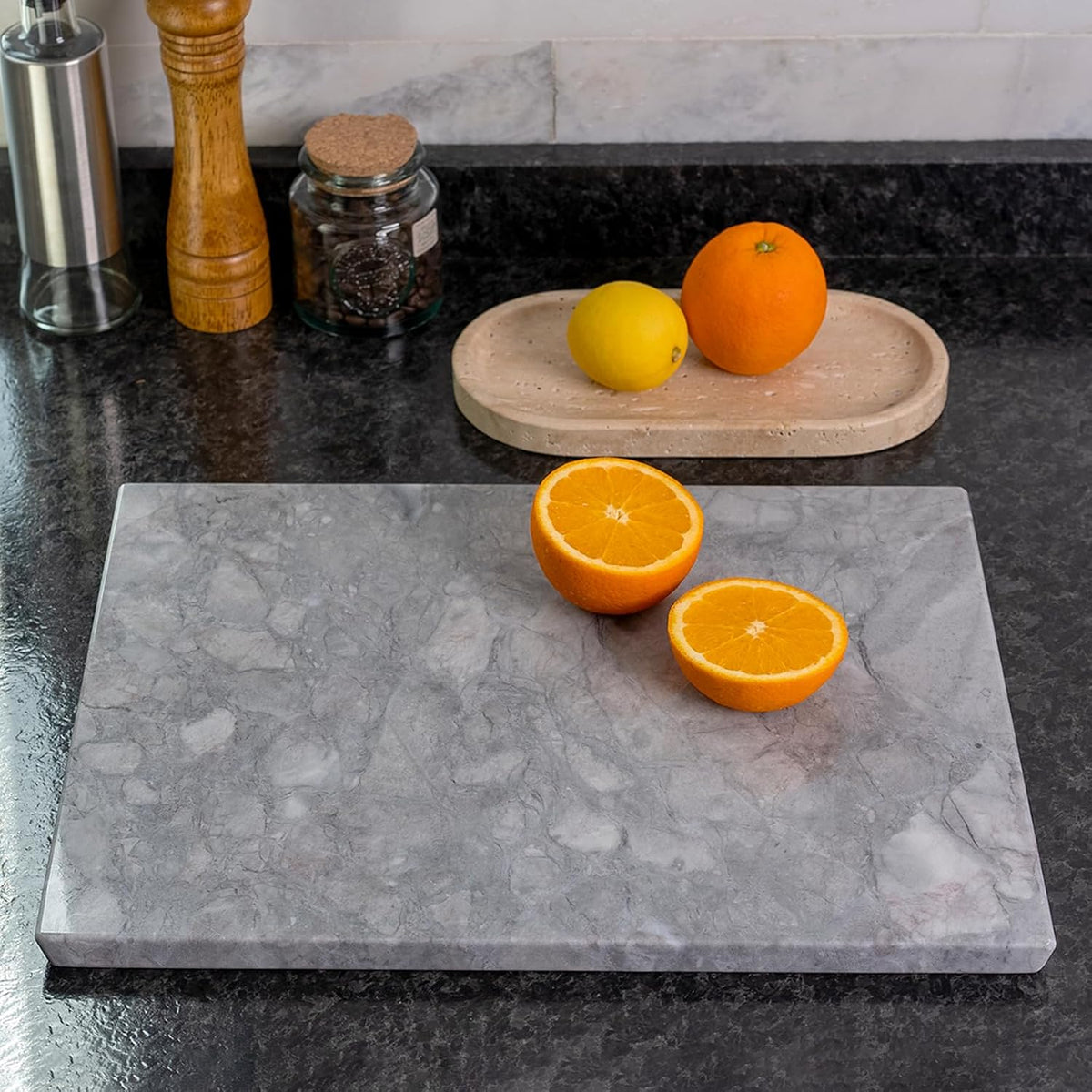 Natural Marble Cutting Board for Kitchen Countertop, 16" x 12" Rectangular Marble Cutting Board Pastry Boards Cheese Boards for Home Decor, Resistant Stone Charcuterie Board Chopping Slab
