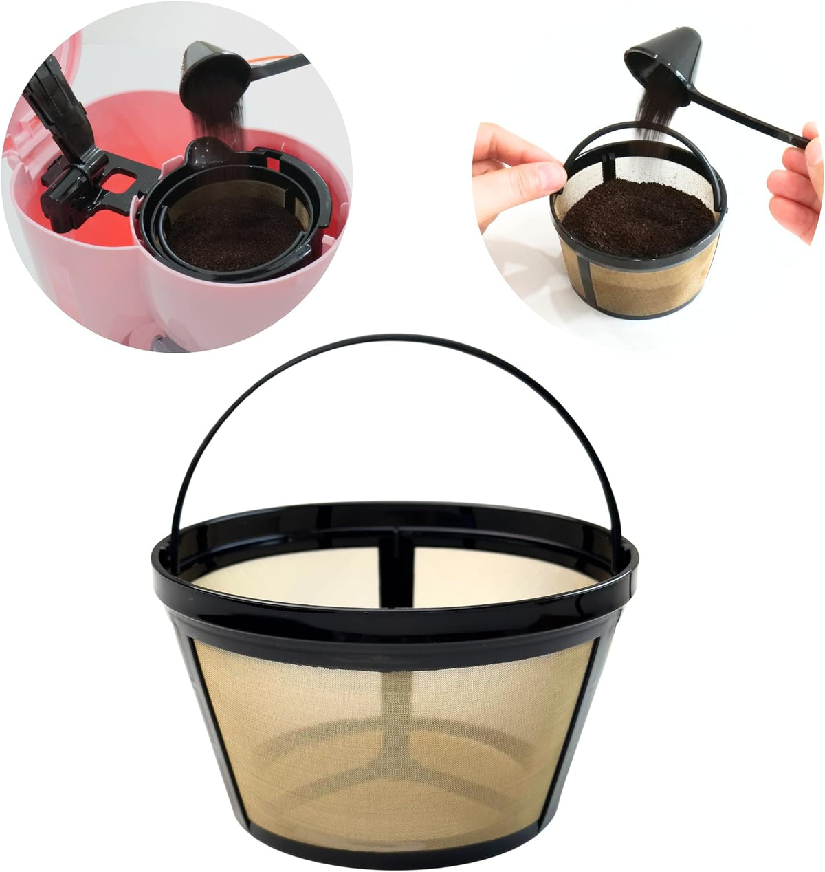 8-12 Cup Reusable Coffee Filter for Mr. Coffee Black+Decker | 304 Stainless Mesh Filter Fits Mr. Coffee, Black+Decker 8-12 Cup Makers, BPA Free, Dishwasher, Reusable Filters, 1 Pack