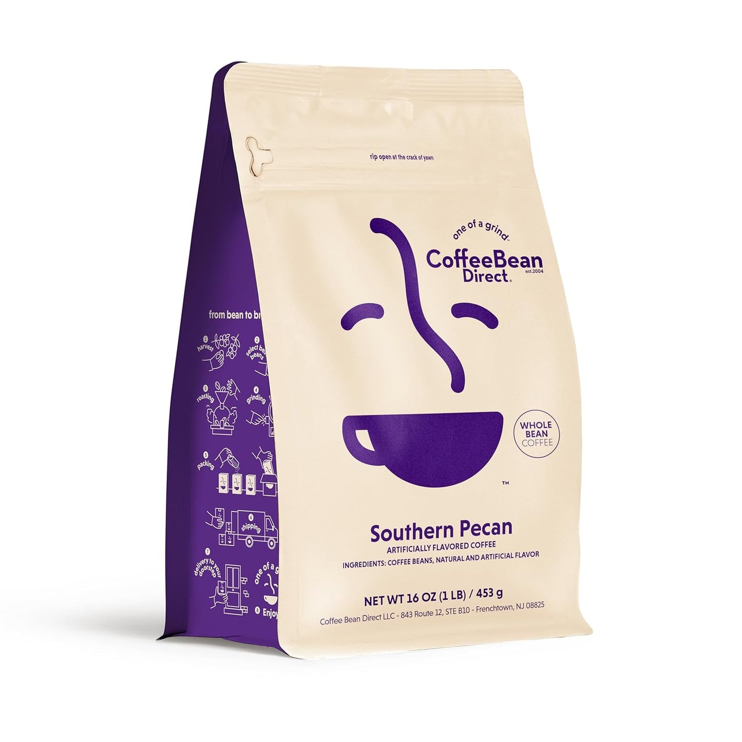 Coffee Bean Direct Southern Pecan Flavored, Whole Bean Coffee, 1 Pound Bag (Pack of 1)