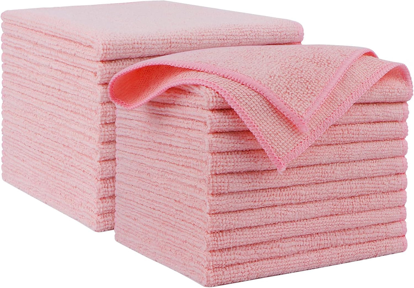 AIDEA Microfiber Cleaning Cloth Pink 20PK, Microfiber Towels 12×12"