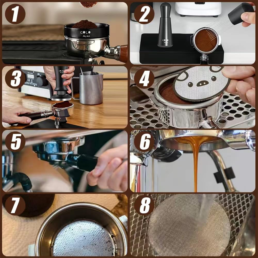 54mm Espresso Accessories Kit Fits Espresso Machine &amp; Portafilter | Spring Loaded Calibrated Tamper, WDT Tool and Dosing Funnel, Espresso puck screen Set, Aluminium and 316 Stainless Steel