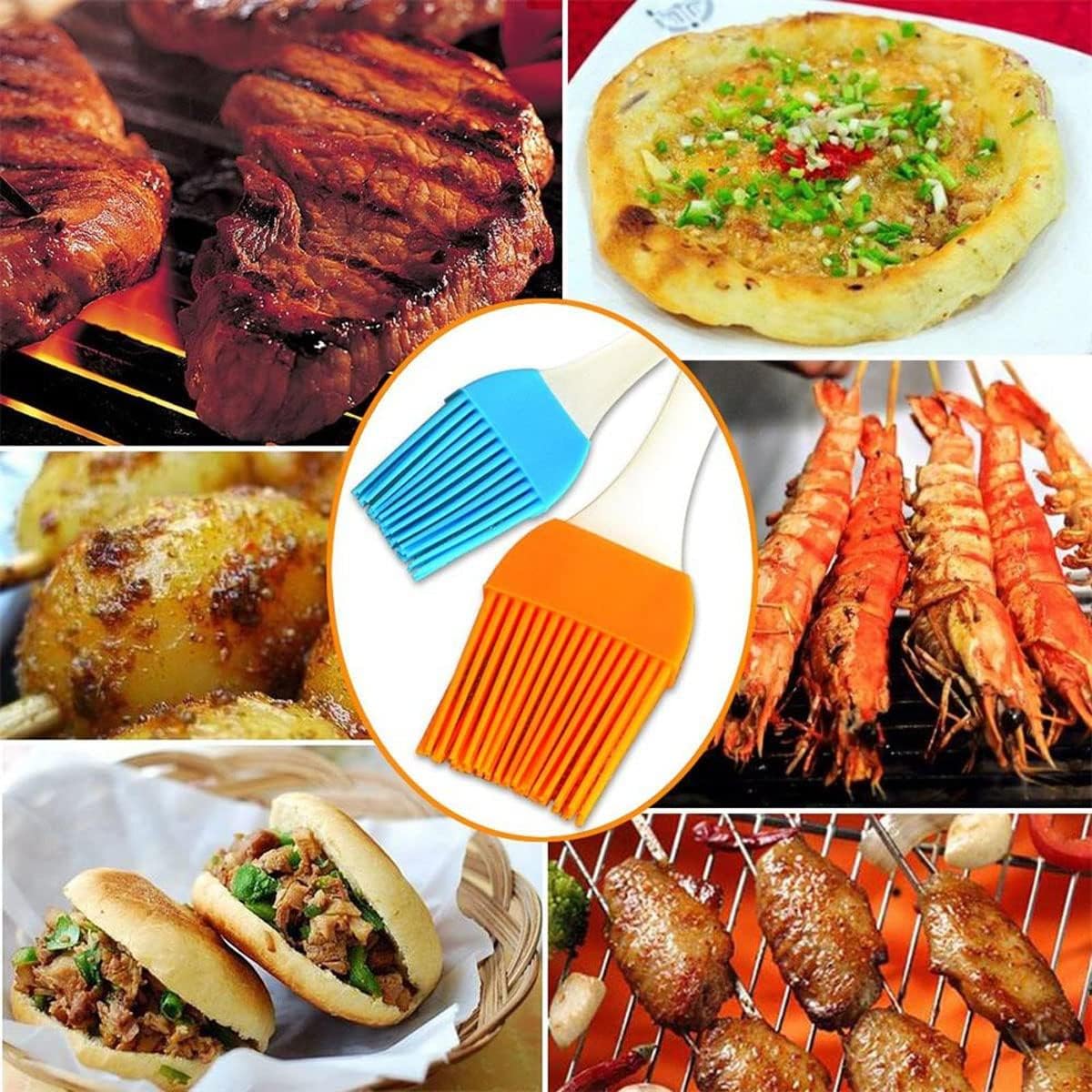 Basting Brush, Basting Brushes Grill Kitchen Silicone Pastry Cooking Brushs &amp; BBQ Basting Brush, Varying Bright Color - Best Kitchen Gadget (Oil Brush 4 Pack)