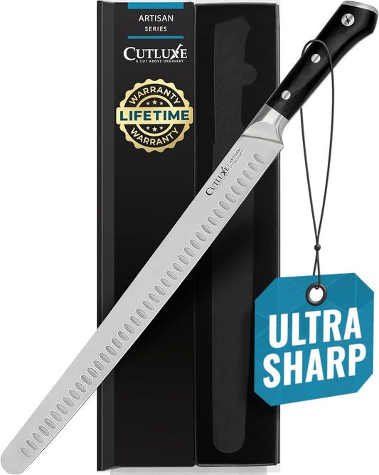Cutluxe Extra-Long 14" Slicing Carving Knife – Brisket Knife, Razor Sharp Meat and BBQ Knіfe – High Carbon German Steel –
