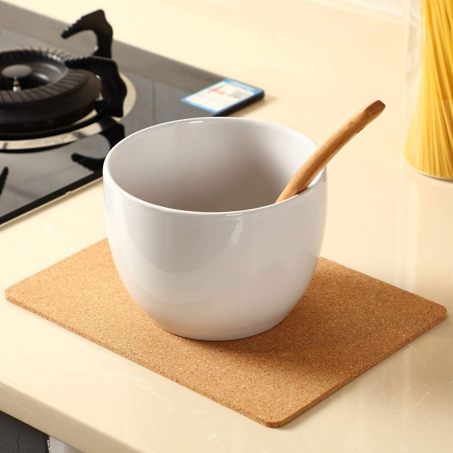 Boao 4 Pack Rectangle Cork Board Coasters for Hot Dishes 11'' x 8'' Cork Trivet Placemat Hot Pad Sheet Heat Resistant for Kitchen Countertops Table Pots Pans Restaurant Cafe Wedding Supplies
