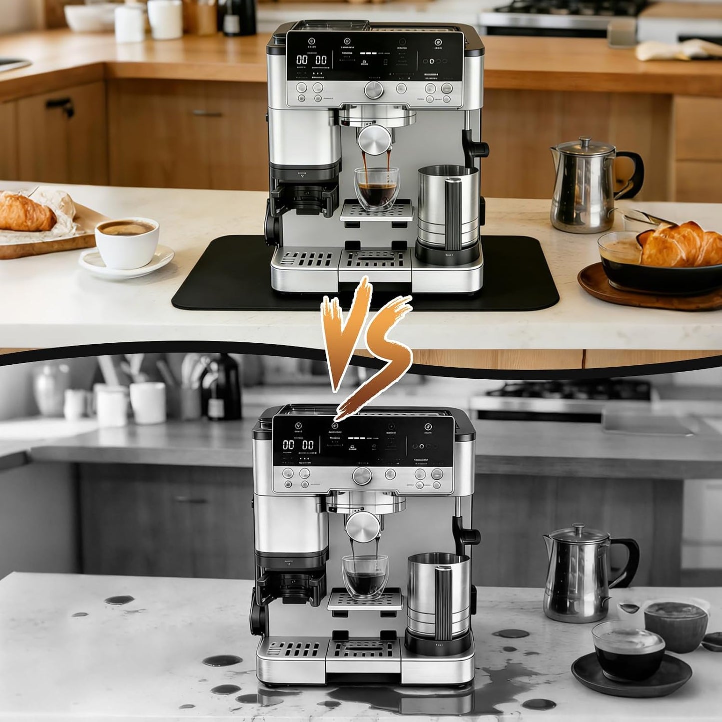 Espresso Coffee Mat for Ninja Luxe Cafe Accessories Breville Espresso Machine Accessories, 12x19 Inch Coffee Bar Mat for Countertop for Ninja Coffee Maker, Black