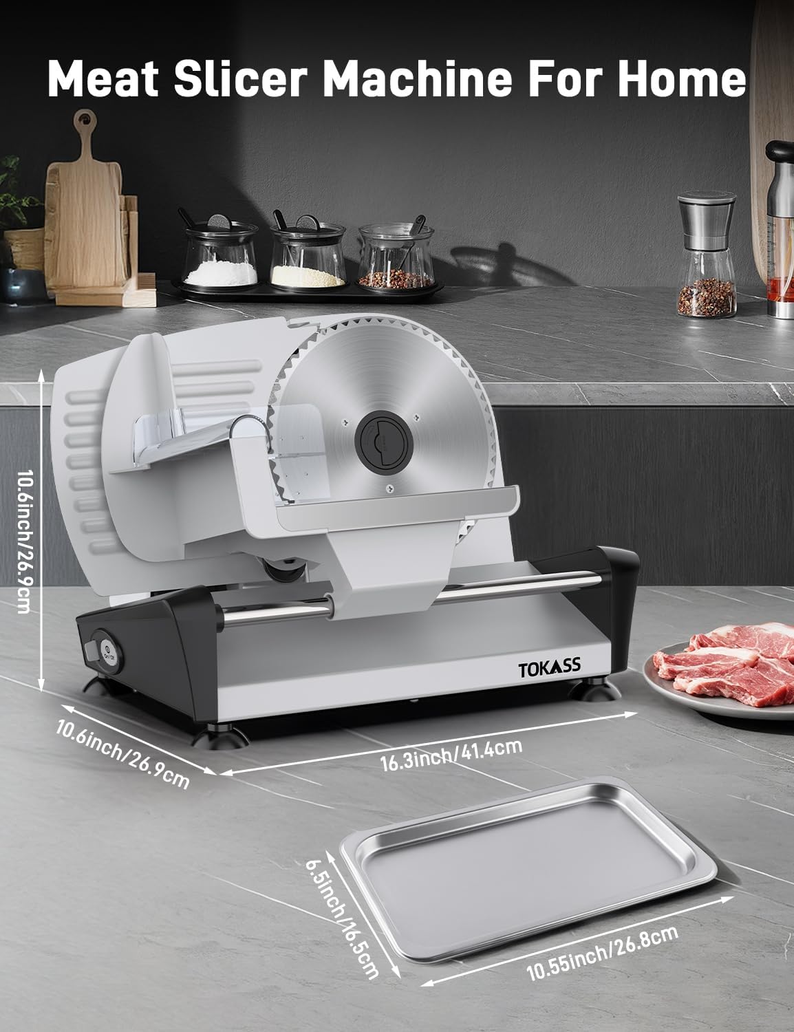 Meat Slicer Machine for Home, 200W Electric Food Slicer,Dual 7.5" Blades (Silver, 200W DC MOTOR)