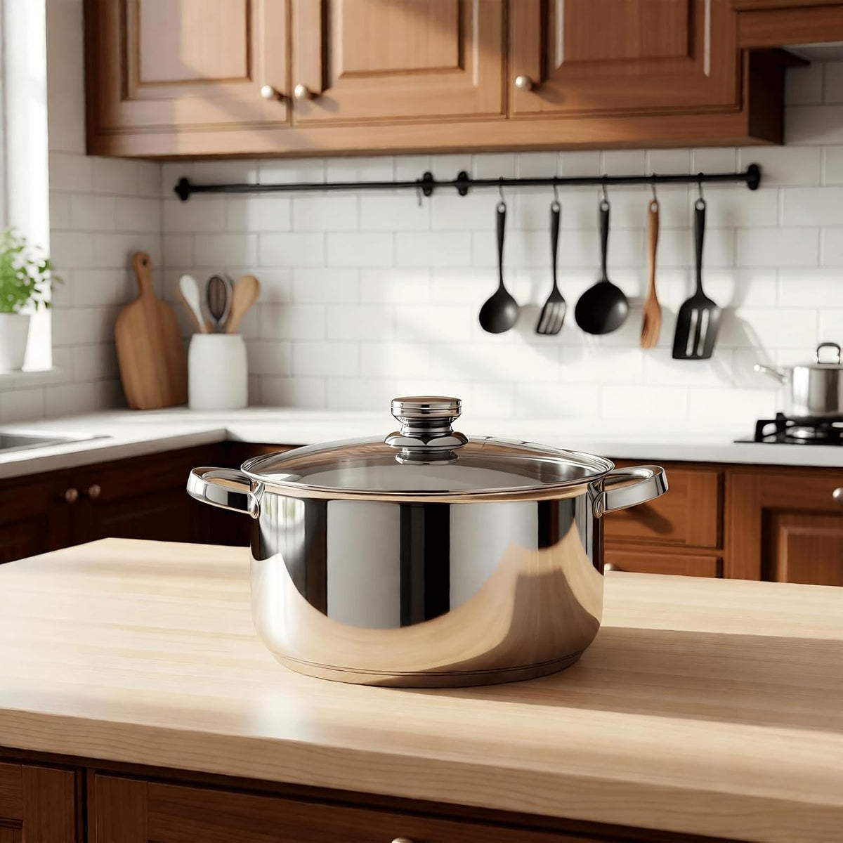Stainless Steel Stockpot with Lid - 10 Quart Soup Pot for Induction Cooking