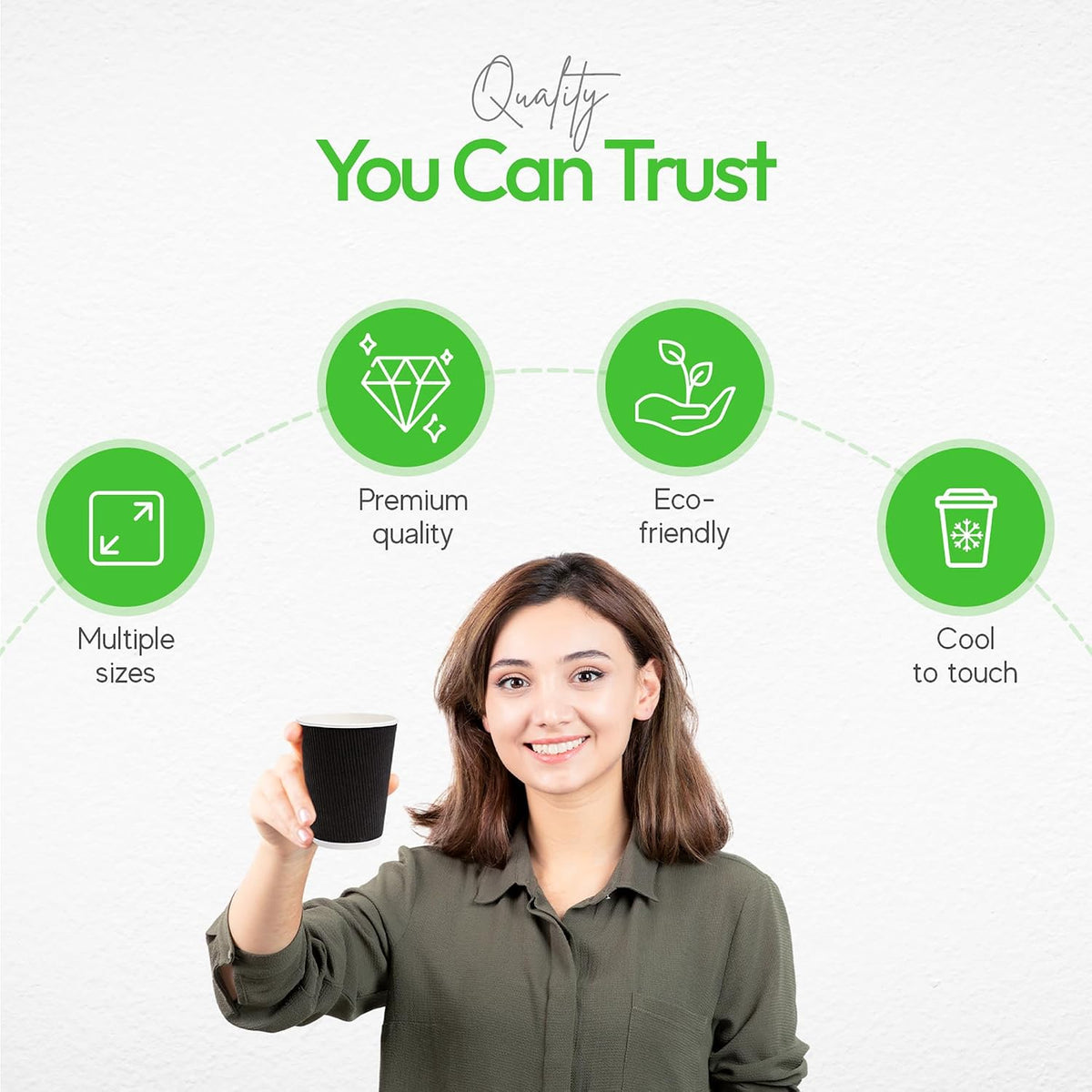 Restaurantware Coffee Cups 500 Pack of 12 oz Ripple Wall Insulated Coffee Cups Non-Slip Design Disposable Hot Beverage Drinkware For Cafe