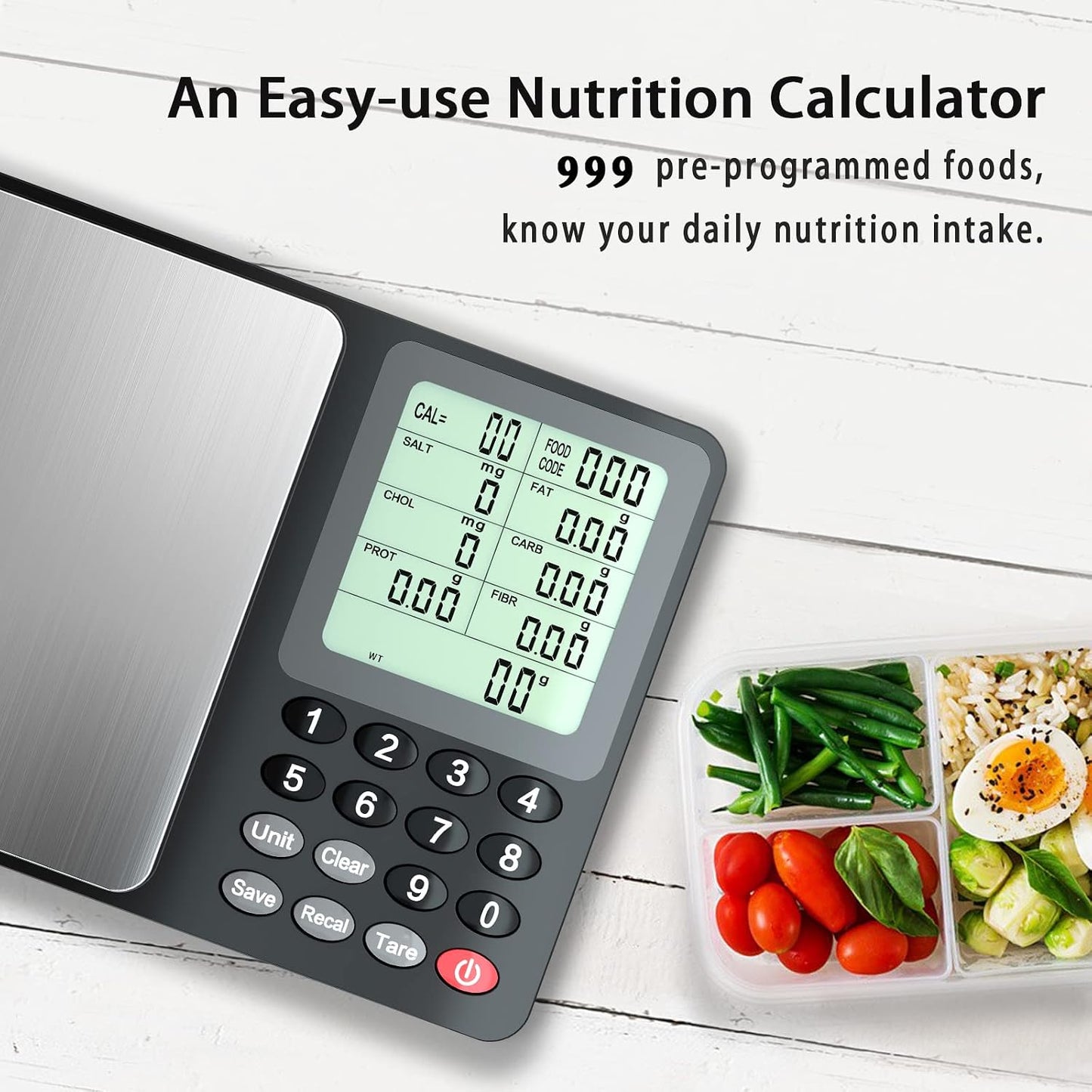 Fuzion Food Kitchen Scale with Nutritional Calculator, 6.6 lb / 3 kg