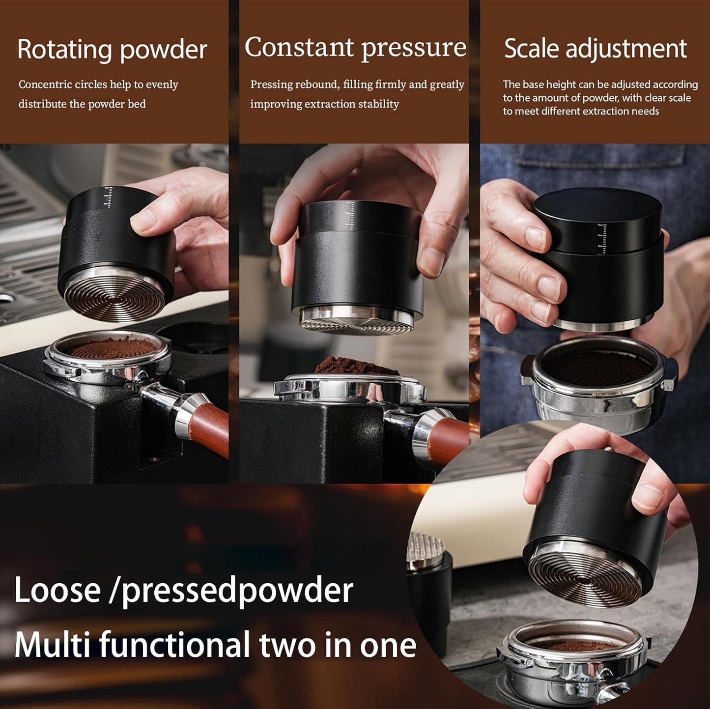 58.35MM Espresso Accessories - WDT Tool , Coffee Tamper set with 2-in-1 Design, 304 Stainless Steel Premium Coffee Accessories for Home Baristas &amp; Beginners