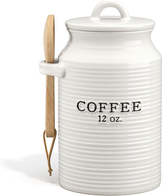 Barnyard Designs Coffee Canister for Kitchen Counter, Decorative Ceramic Coffee Container, Rustic Farmhouse Canister Jar,