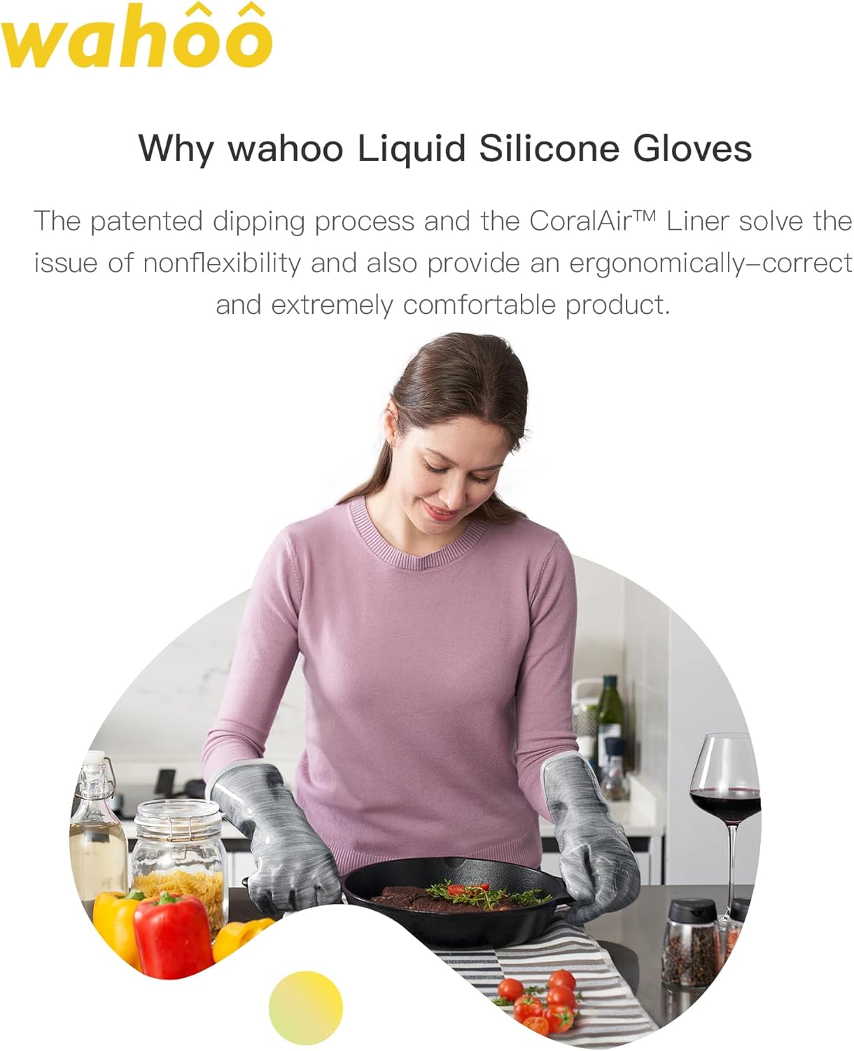wahoo Liquid Silicone Smoker Oven Gloves, Food-Contact Grade, Heat Resistant Gloves for Cooking, Grilling, Baking, Grey,