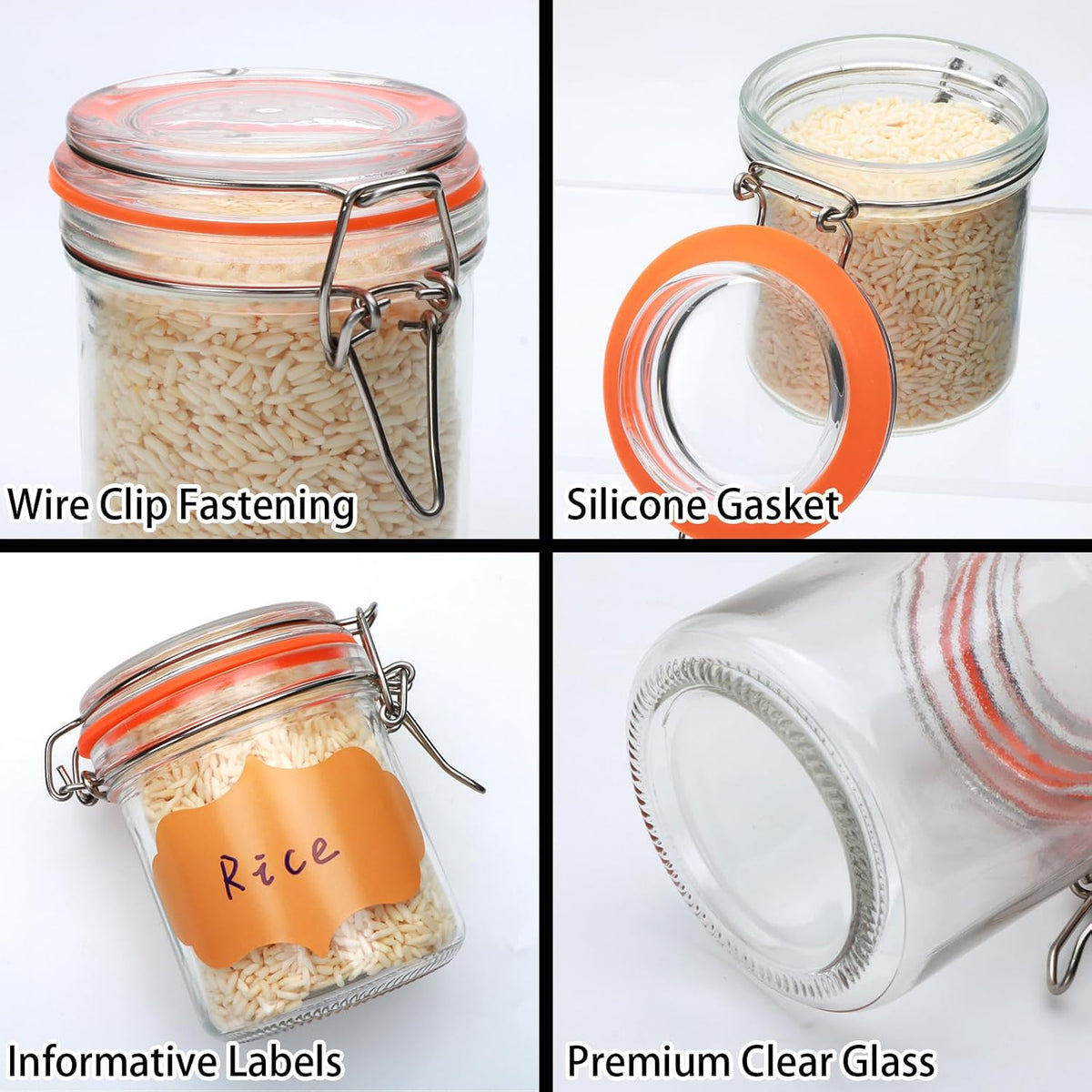 8 oz Glass Jars with Lids, 6 Pack Small Glass Jars with Airtight Lid