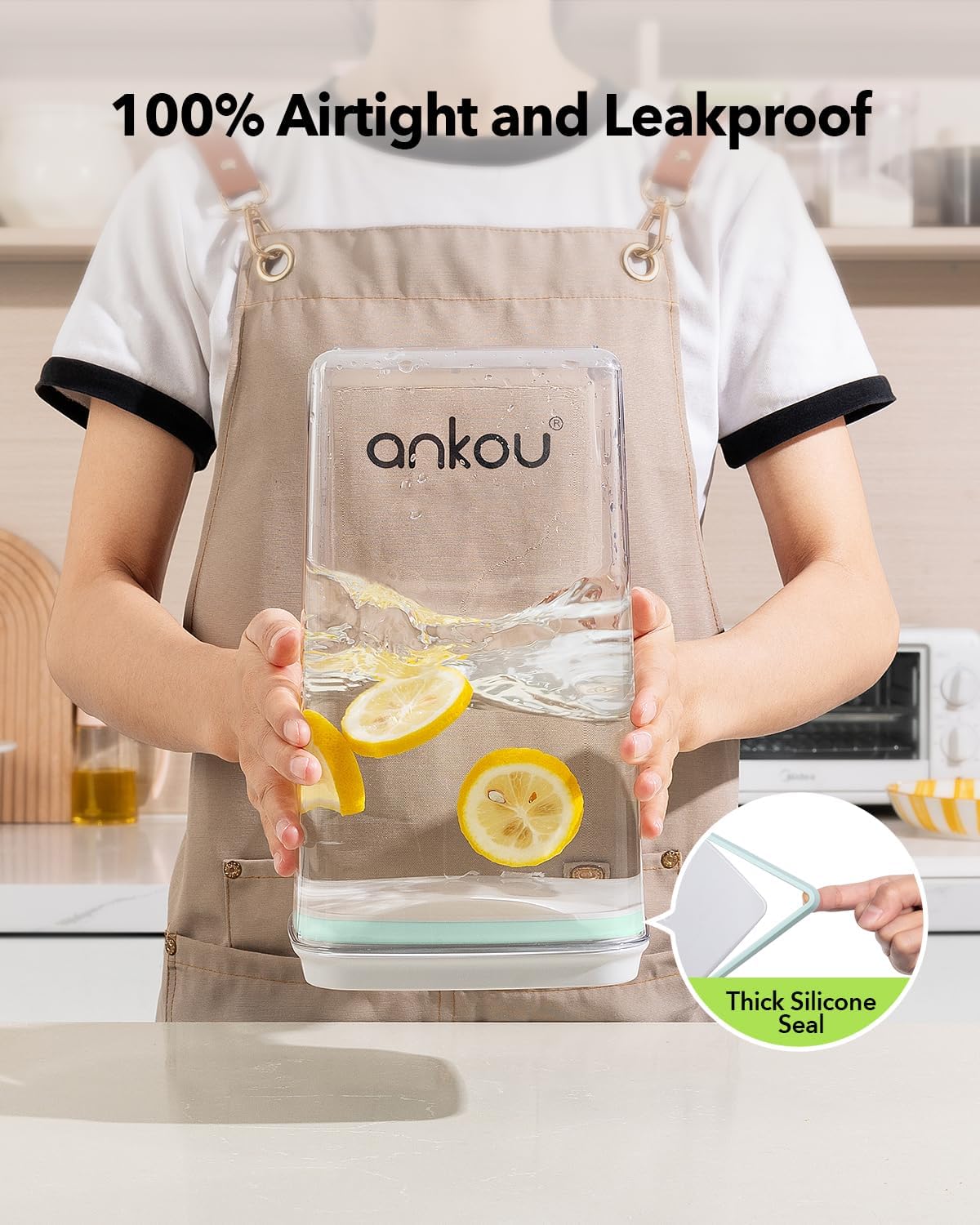 Ankou Airtight Food Storage Container with Pop Lid & 130ml Scoop, 4L/4.2qt *4 BPA-Free Cereal, Rice, Flour, Pasta & Snack Container, Stackable & Durable,Kitchen Pantry Organizer