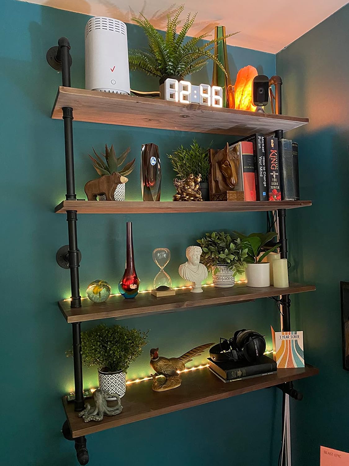 ROGMARS Industrial Pipe Wall Shelves with Real Wood Plank 36 Inches