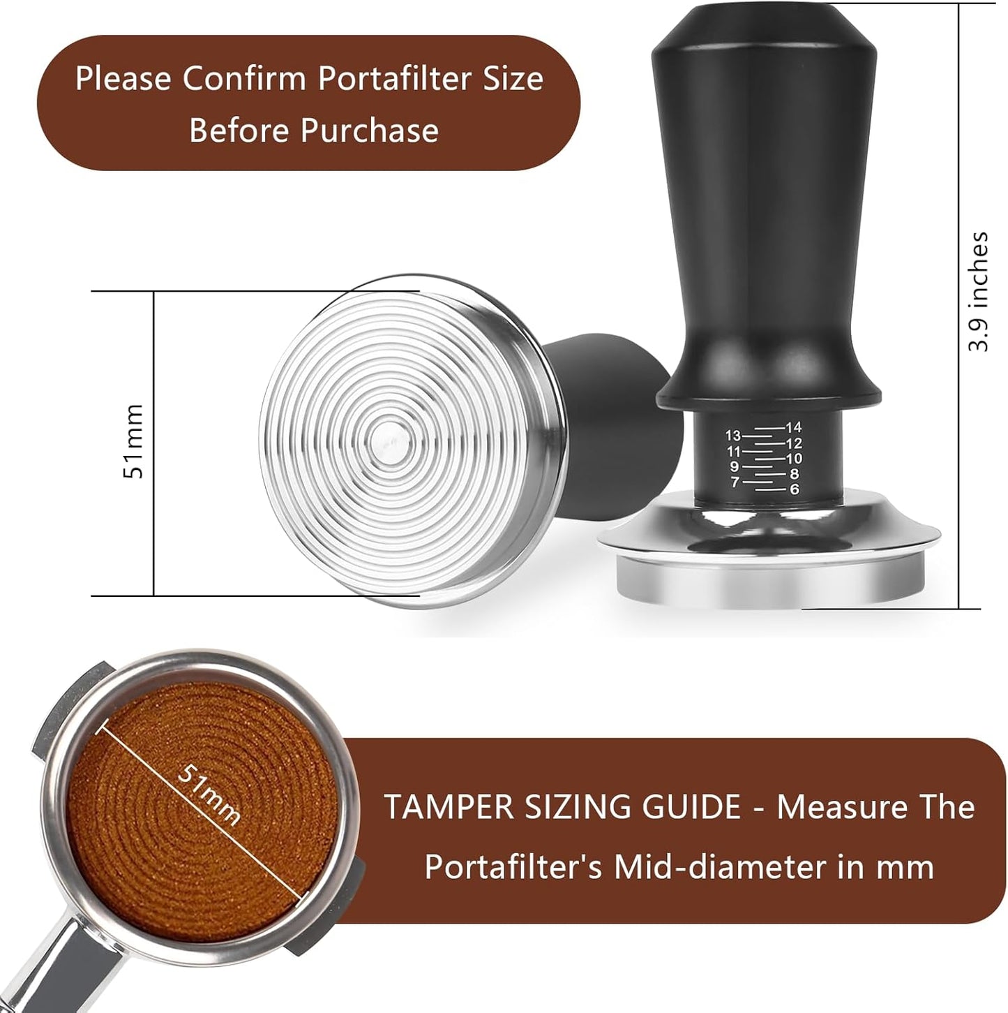 51mm Espresso Tamper Kit - Dual-Spring Calibrated Coffee Tamper, 8-Needle WDT Tool Espresso Distribution Tool, Magnetic Aluminum Dosing Funnel, Reusable Puck Screen, Fit for 51mm Portafilters