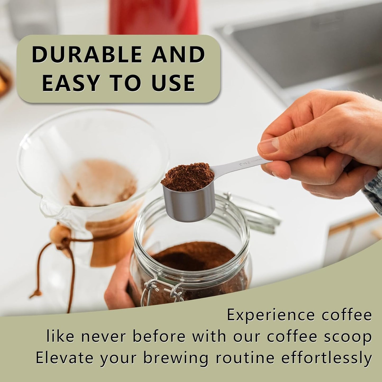 2PCS 2 Tablespoon(2tbsp, 30ml, 1/8cup) Coffee Scoop, Long Handle Measuring Spoon, Stainless Steel Scooper