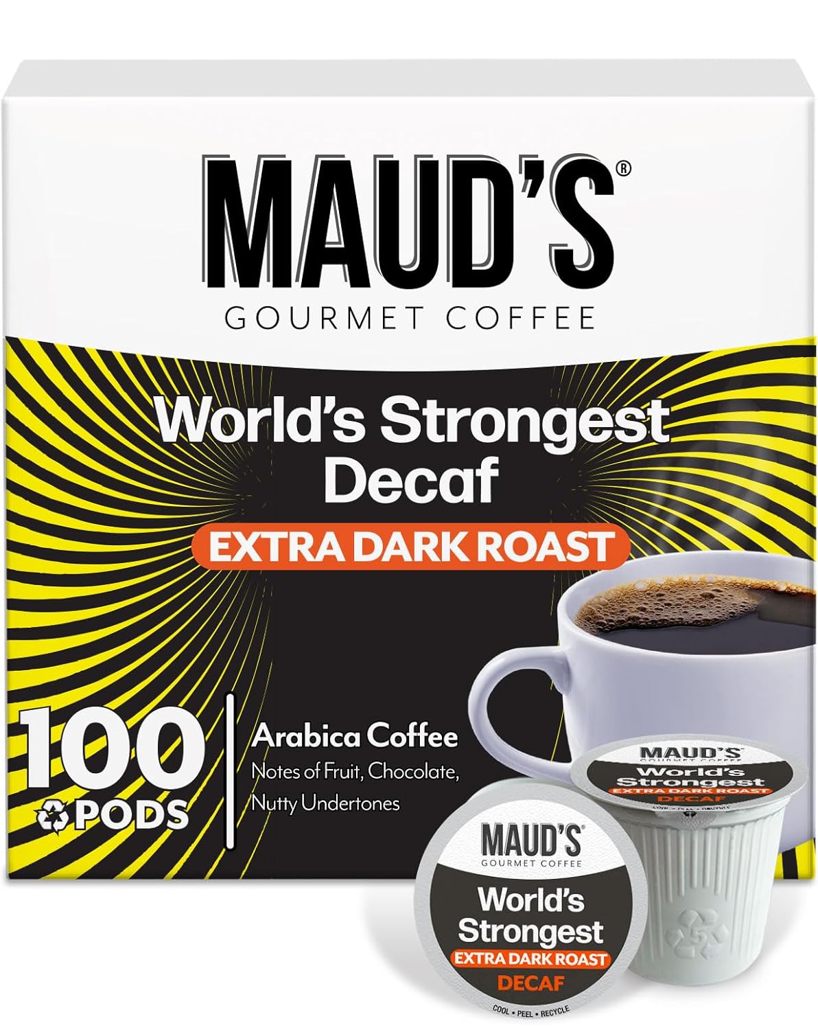 Maud’s World's Strongest Decaf Dark Roast Coffee Pods, 100ct
