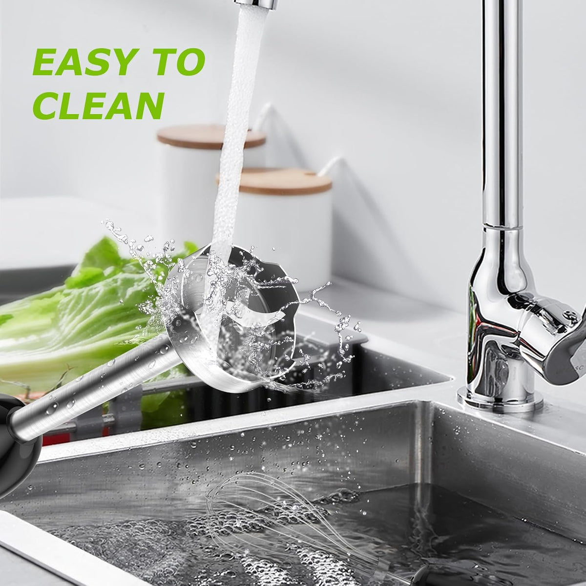 Bonsenkitchen 2-in-1 Immersion Handheld Blender with 20 Speeds &amp; Turbo Mode