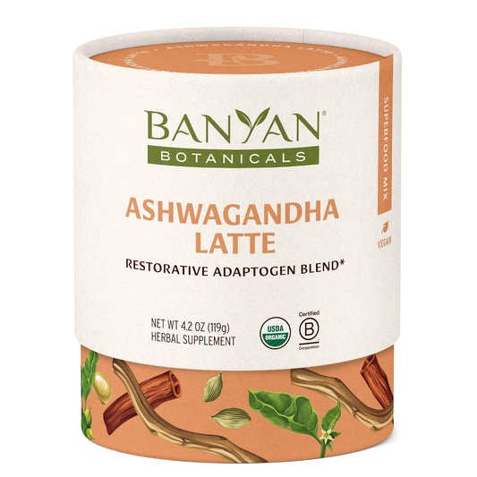 Banyan Botanicals Ashwagandha Latte – Caffeine-Free Organic Herbal Latte Mix – Instant Herbal Adaptogen Drink for Energy,
