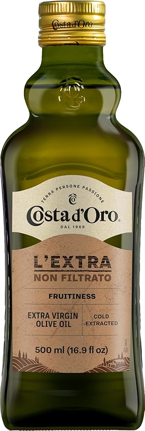 Costa D'Oro - L' EXTRA - UNFILTERED - Extra Virgin Olive Oil, Cold Extracted, Balanced Flavour Suitable for All Recipes and Salad Seasoning - 500 Ml. (16.9 fl OZ)