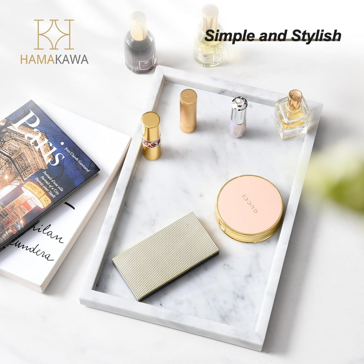 Italian White Marble Vanity Tray，Real Natural Bathroom Tray